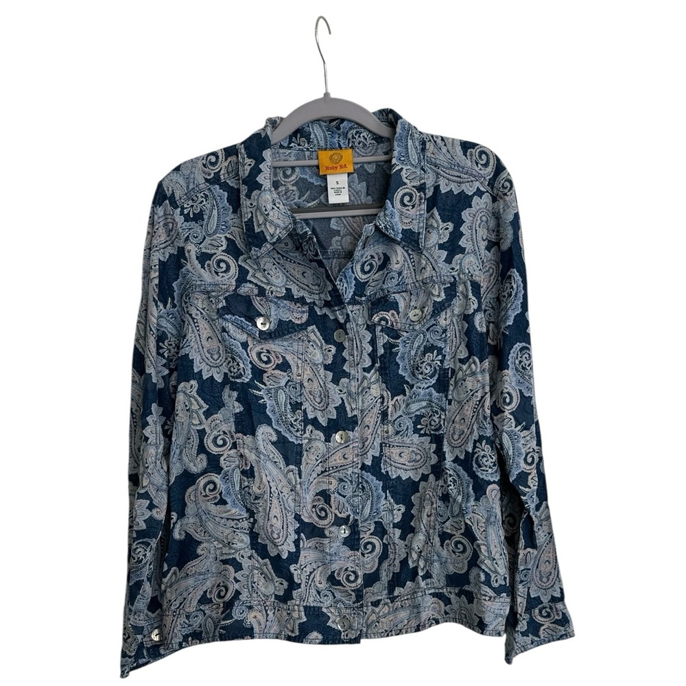 Ruby Road Soft Tencel™ Paisley Print Long Sleeve Button-Front Jacket - Small - Picture 5 of 10